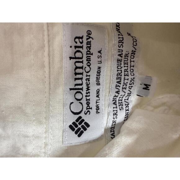 Columbia Women's Casual Shirt Medium White Linen Cotton Blend - Picture 4 of 6